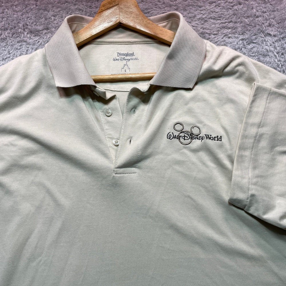 Disney Parks Walt Disney World Mens Tan Short Sleeve Polo Shirt Logo